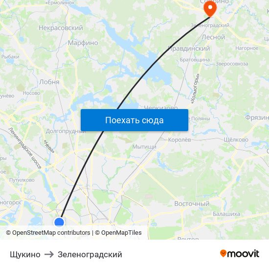 Щукино to Зеленоградский map