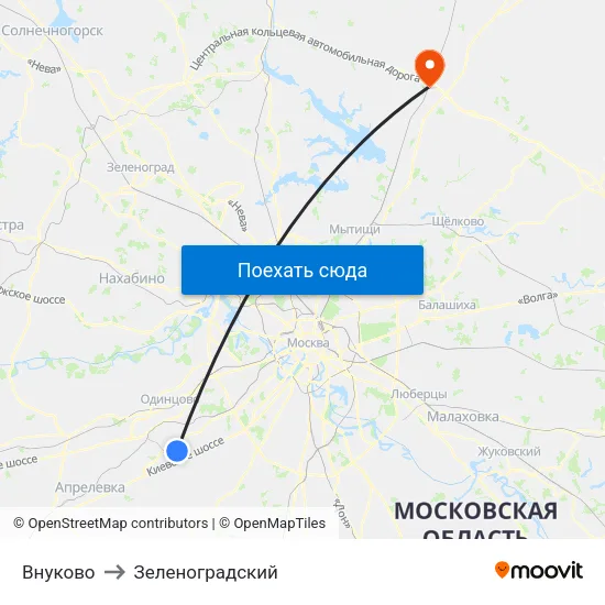 Внуково to Зеленоградский map