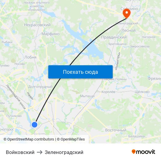 Войковский to Зеленоградский map