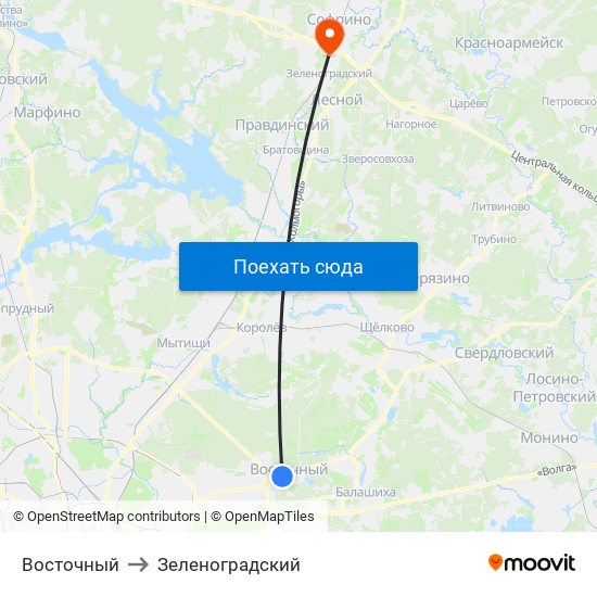 Восточный to Зеленоградский map