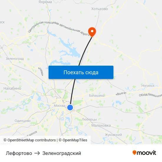 Лефортово to Зеленоградский map