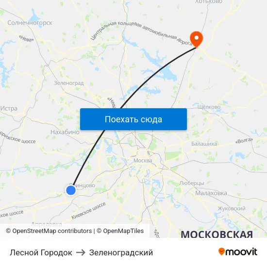 Лесной Городок to Зеленоградский map