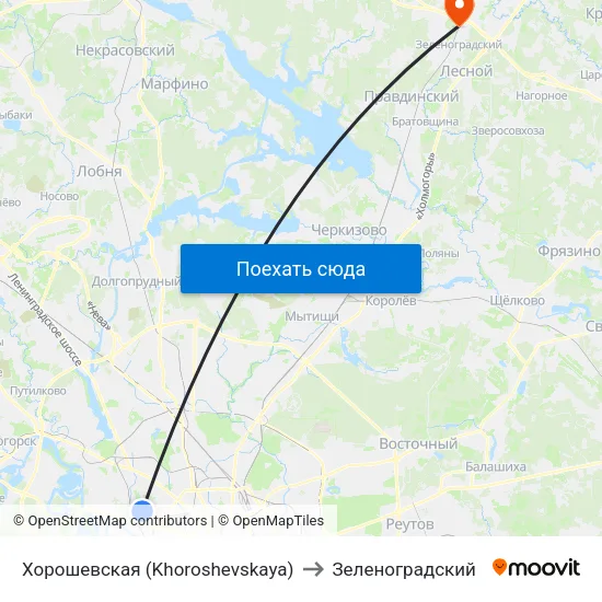 Хорошевская (Khoroshevskaya) to Зеленоградский map