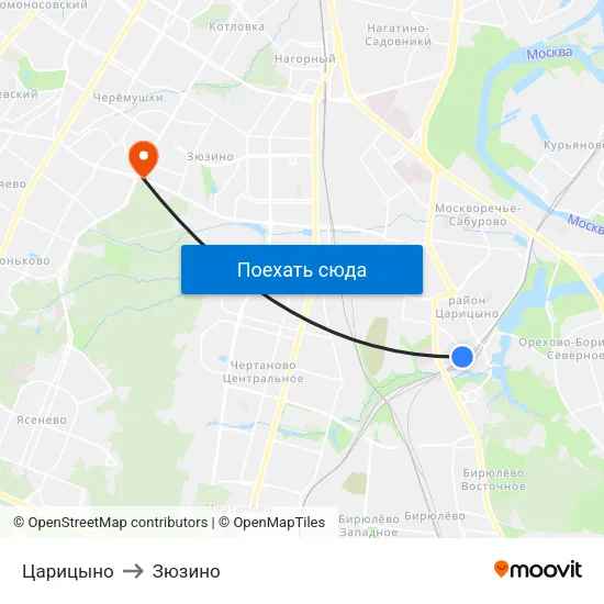 Царицыно to Зюзино map
