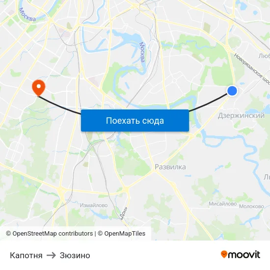 Капотня to Зюзино map