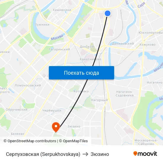 Серпуховская (Serpukhovskaya) to Зюзино map