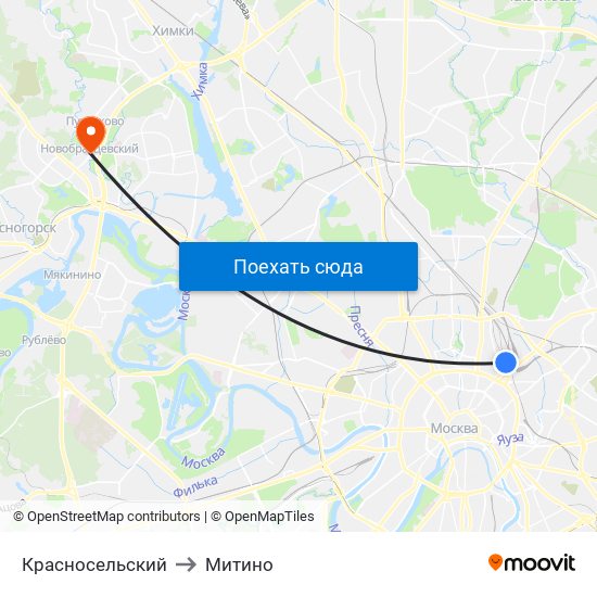 Красносельский to Митино map