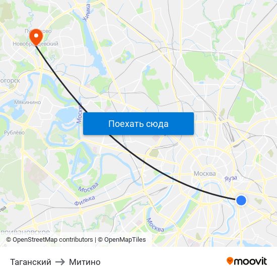 Таганский to Митино map