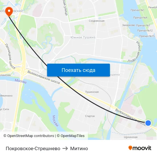 Покровское-Стрешнево to Митино map