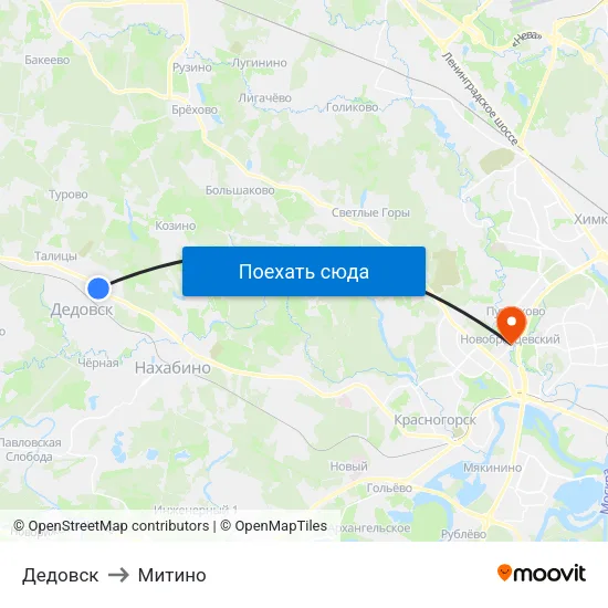 Дедовск to Митино map