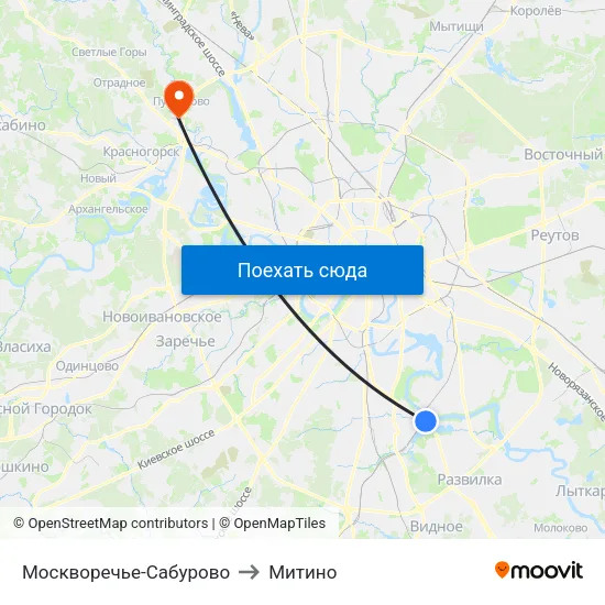 Москворечье-Сабурово to Митино map