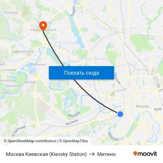 Москва Киевская (Kievsky Station) to Митино map