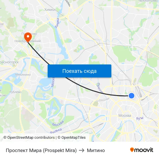 Проспект Мира (Prospekt Mira) to Митино map