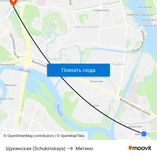 Щукинская (Schukinskaya) to Митино map