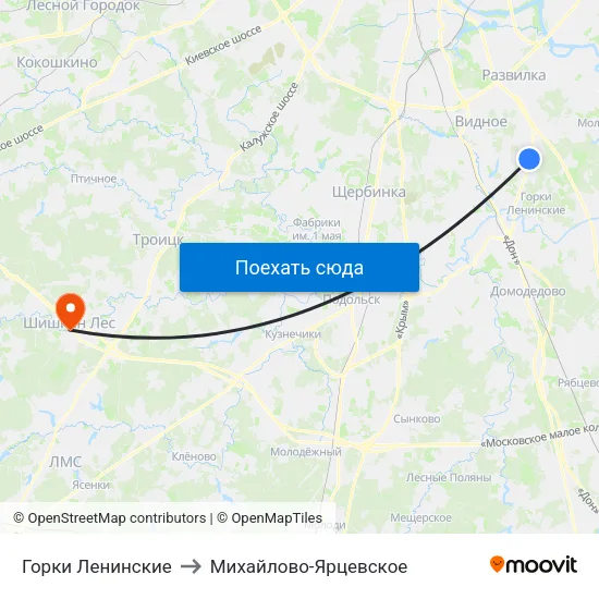 Горки Ленинские to Михайлово-Ярцевское map
