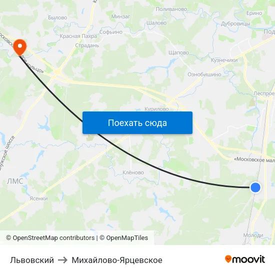 Львовский to Михайлово-Ярцевское map