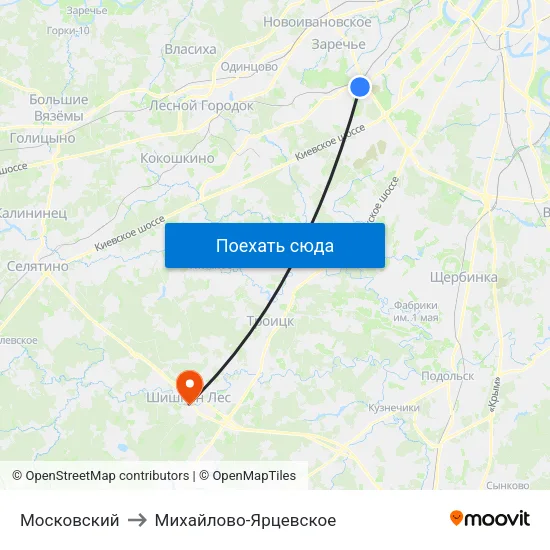 Московский to Михайлово-Ярцевское map