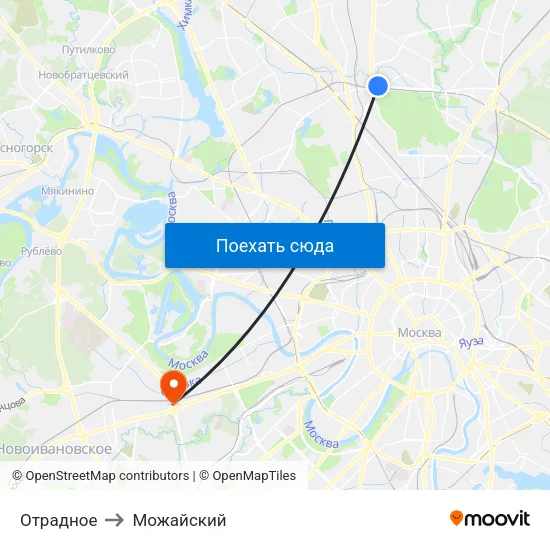 Отрадное to Можайский map