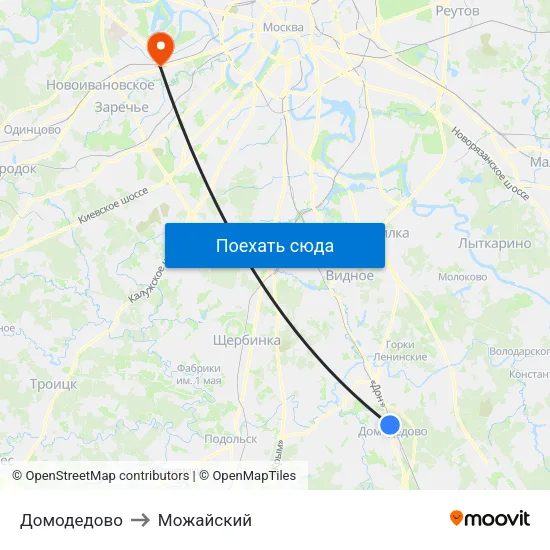 Домодедово to Можайский map