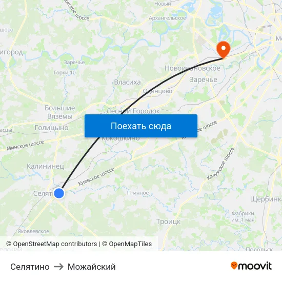 Селятино to Можайский map