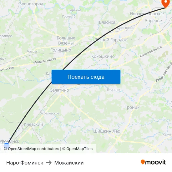 Наро-Фоминск to Можайский map