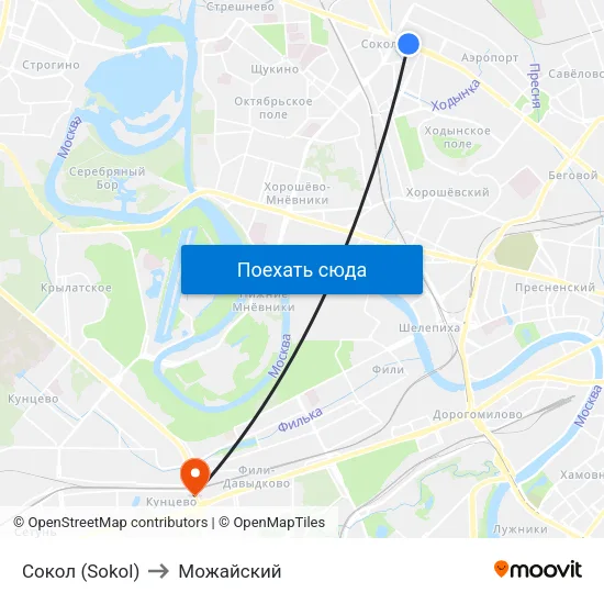 Сокол (Sokol) to Можайский map