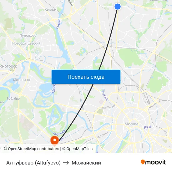 Алтуфьево (Altufyevo) to Можайский map