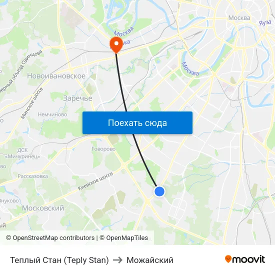 Теплый Стан (Teply Stan) to Можайский map