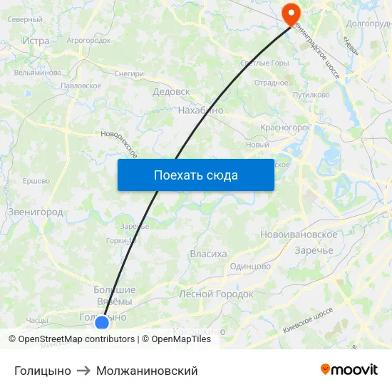 Голицыно to Молжаниновский map