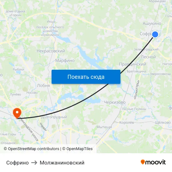 Софрино to Молжаниновский map