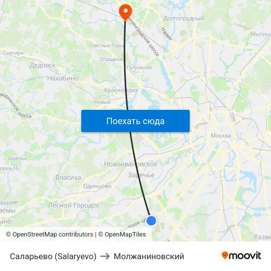 Саларьево (Salaryevo) to Молжаниновский map
