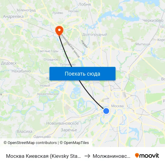 Москва Киевская (Kievsky Station) to Молжаниновский map
