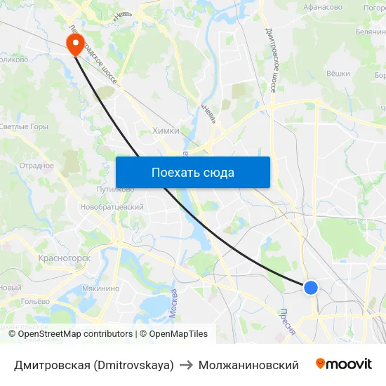 Дмитровская (Dmitrovskaya) to Молжаниновский map