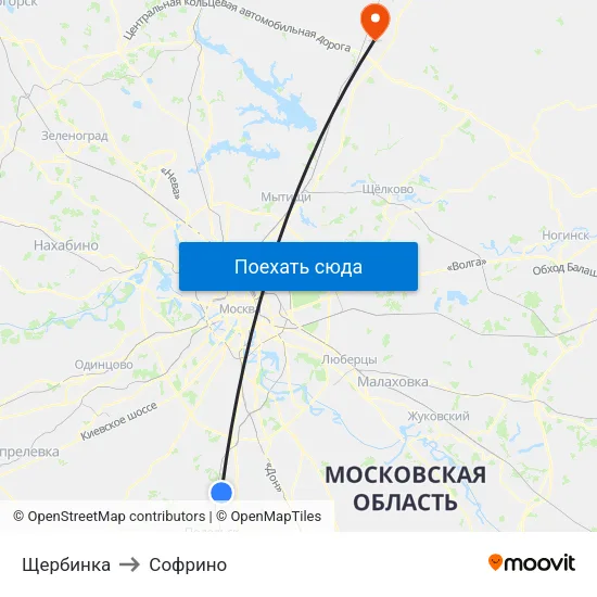 Щербинка to Софрино map