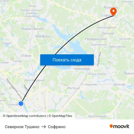 Северное Тушино to Софрино map