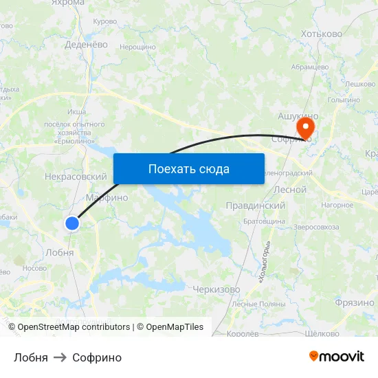 Лобня to Софрино map