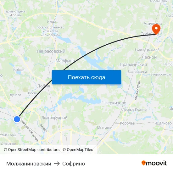 Молжаниновский to Софрино map