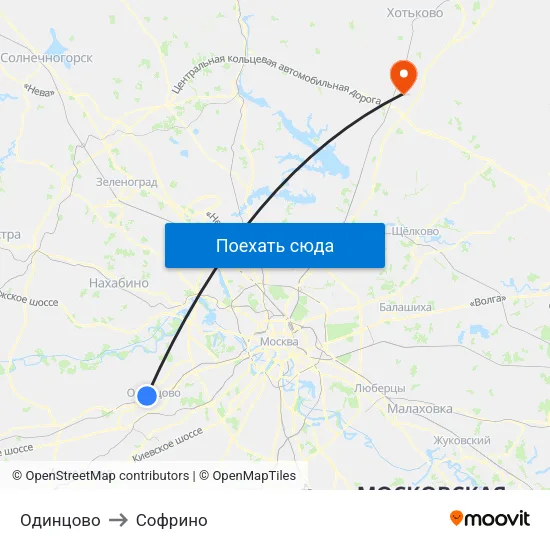 Одинцово to Софрино map