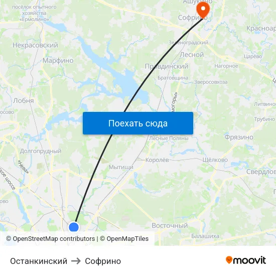 Останкинский to Софрино map