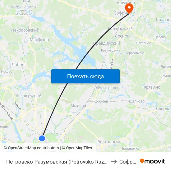 Петровско-Разумовская (Petrovsko-Razumovskaya) to Софрино map