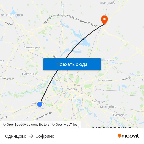Одинцово to Софрино map