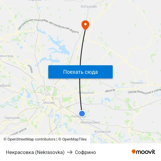 Некрасовка (Nekrasovka) to Софрино map