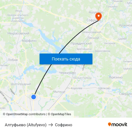 Алтуфьево (Altufyevo) to Софрино map