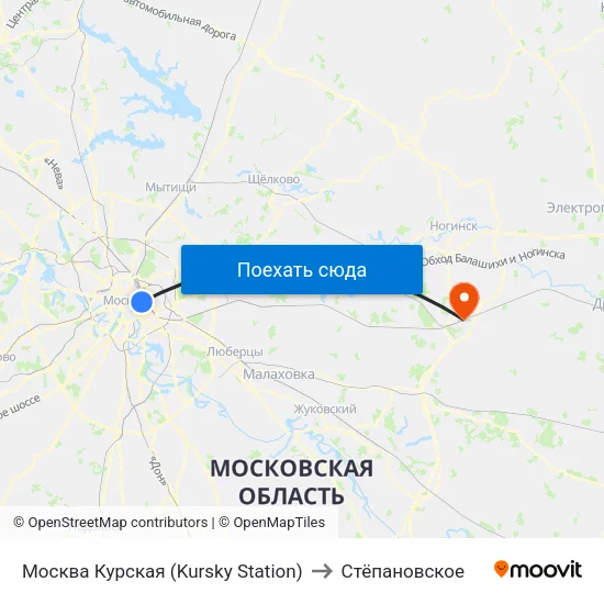 Москва Курская (Kursky Station) to Стёпановское map