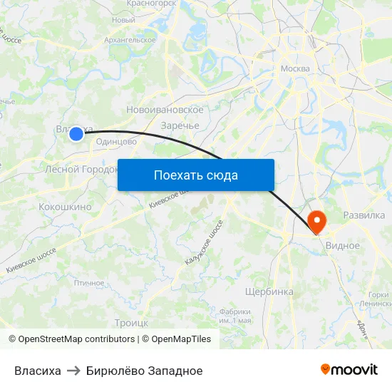 Власиха to Бирюлёво Западное map