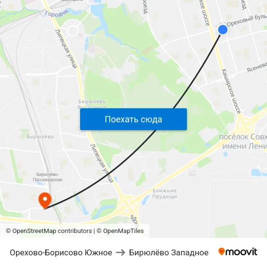 Орехово-Борисово Южное to Бирюлёво Западное map