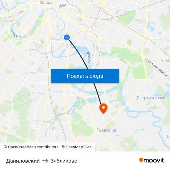 Даниловский to Зябликово map