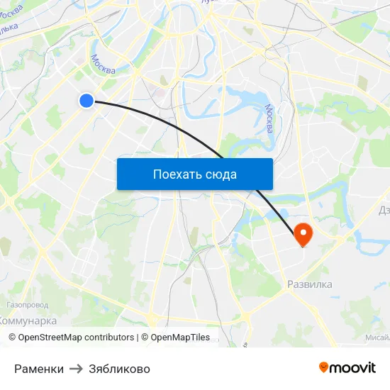 Раменки to Зябликово map