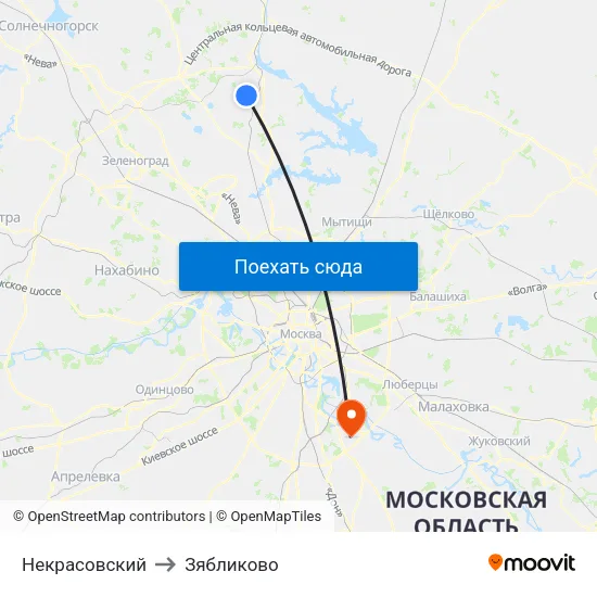 Некрасовский to Зябликово map