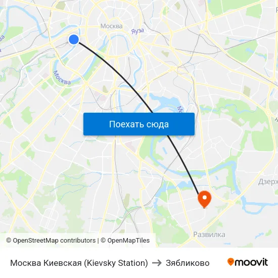 Москва Киевская (Kievsky Station) to Зябликово map